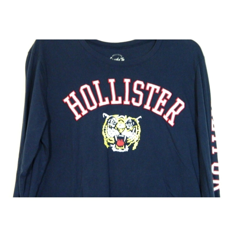 Hollister Mens Graphic Tee Long Sleeve Navy Tiger California Print LARGE - Picture 2 of 6